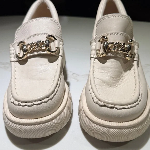 ALDO Lightweight Platform Chain Loafers Off White Size 8 - Picture 2 of 12